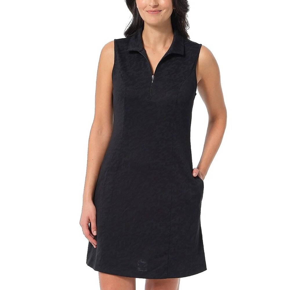 Greg Norman L Dress Sporty Mini Sleeveless Palm Texture Preppy Athleisure Tennis
